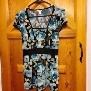 Christopher & Banks Short Sleeve Floral Tunic